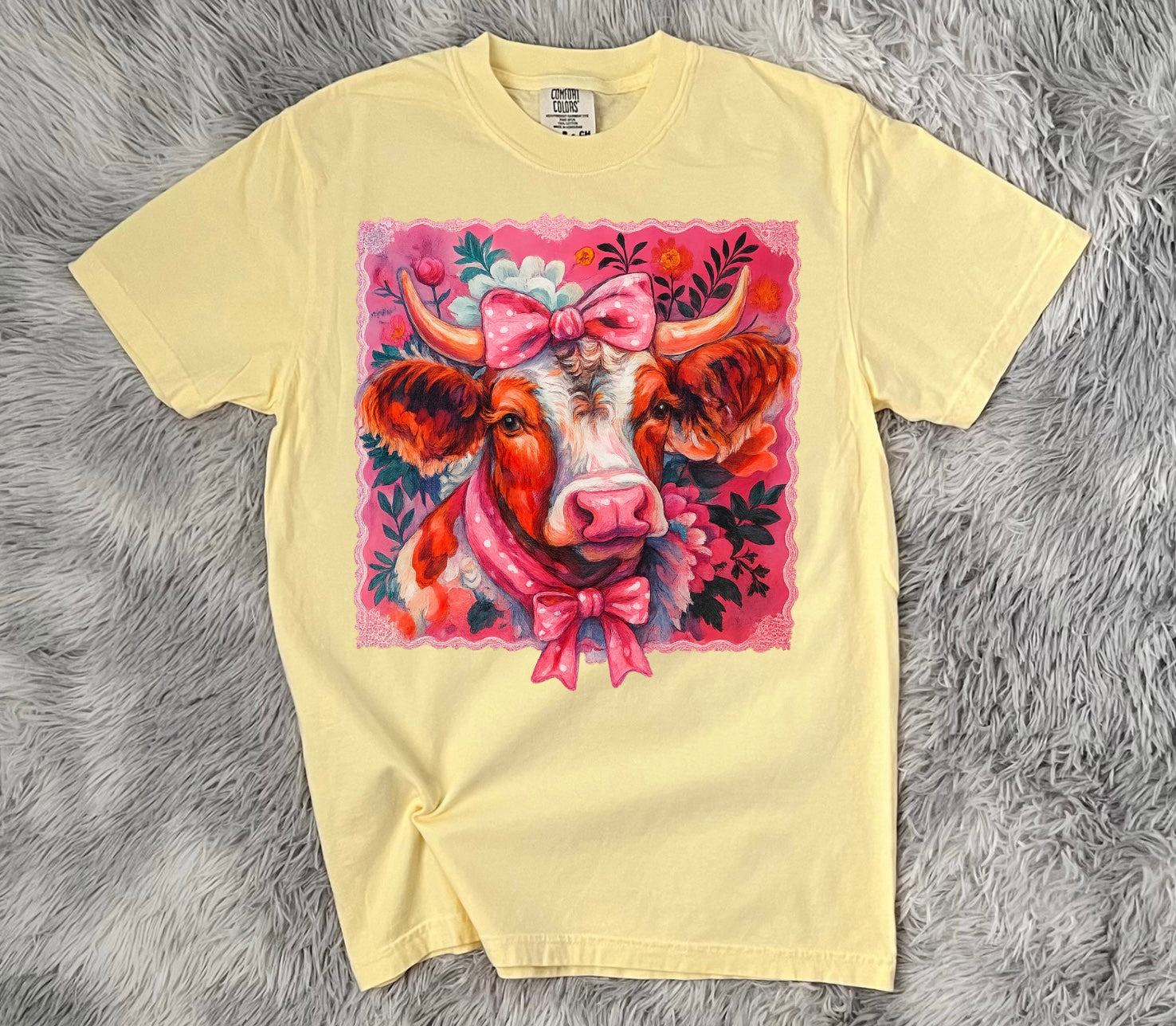 Pink Bow Cow Tee