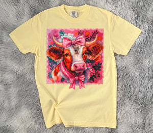 Pink Bow Cow Tee
