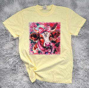 Pink Bow Cow Tee