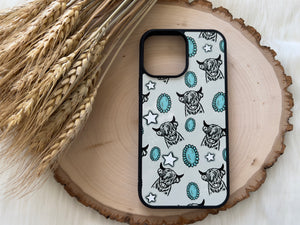 Highland Cow Turquoise Phone Case*